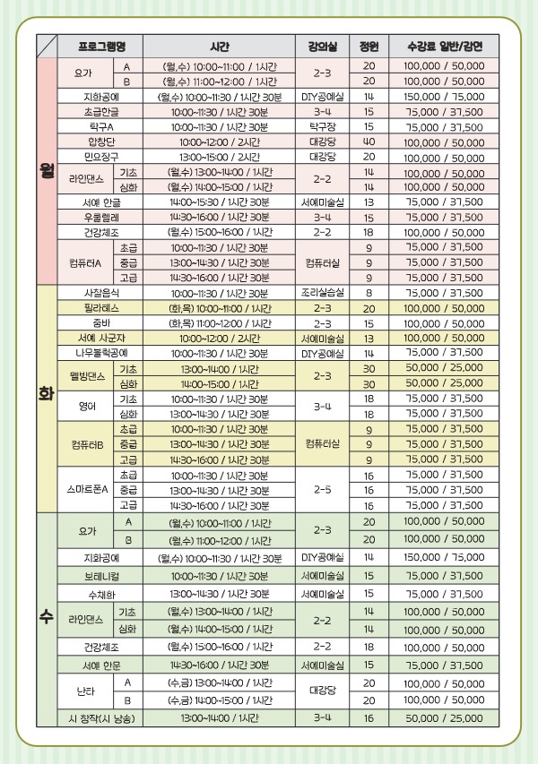 프로그램 시간표3